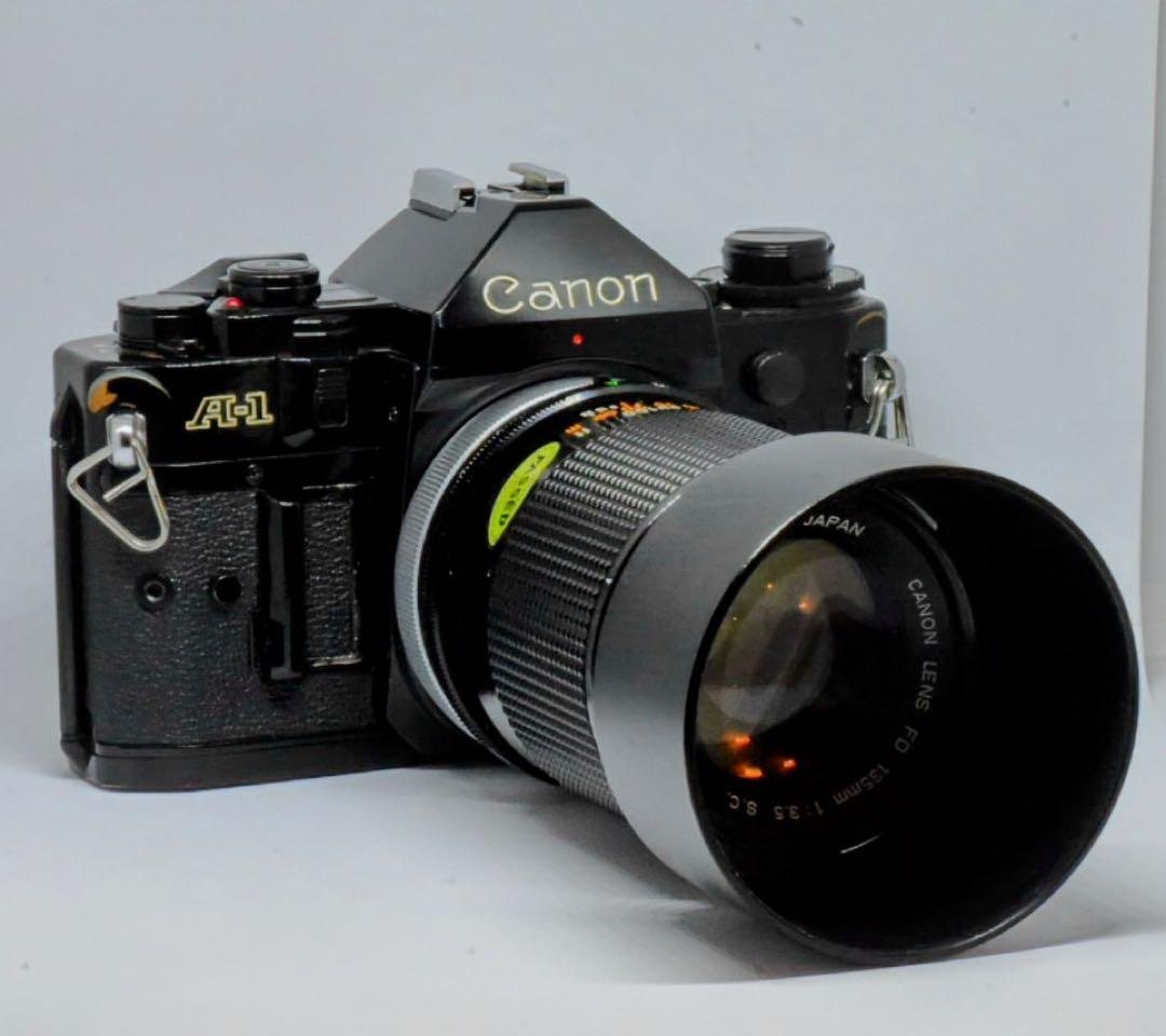 【AE動作確認済】キヤノンA-1、35-70mmズーム、135mm望遠、電池付き