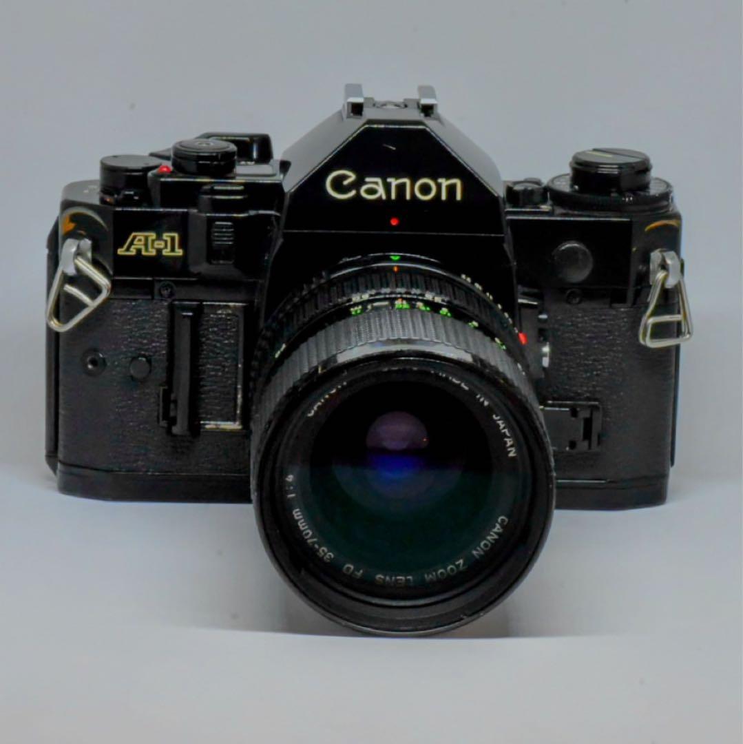 【AE動作確認済】キヤノンA-1、35-70mmズーム、135mm望遠、電池付き