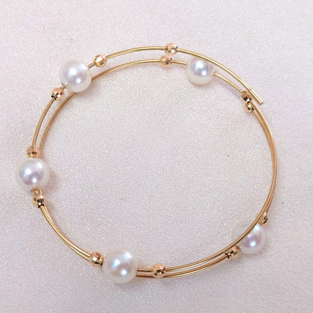 K18 あこや真珠 バングル