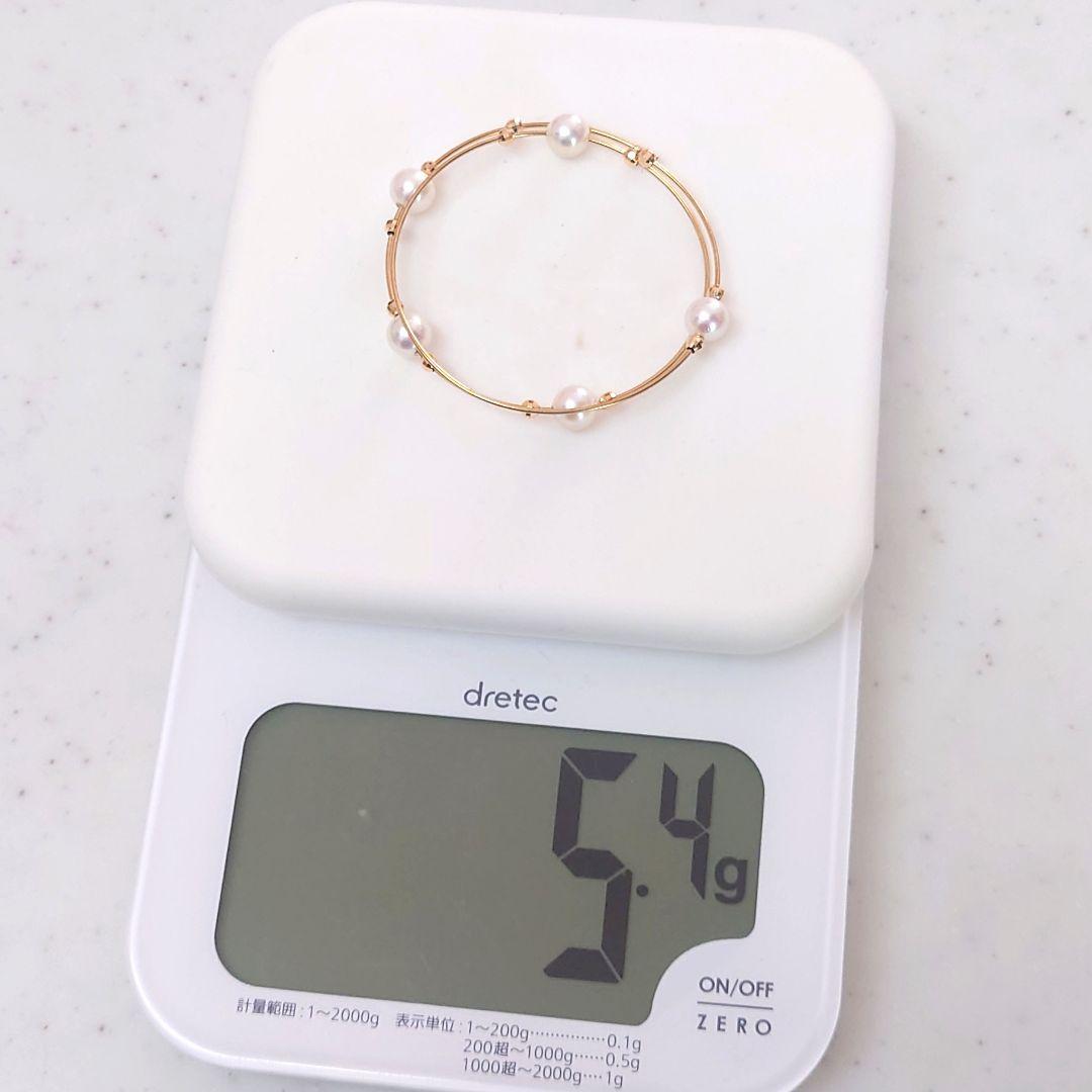 K18 あこや真珠 バングル