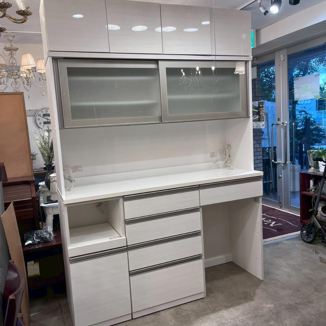 【美品】NITORI LIGARE 160 上置き付き キッチンボード 食器棚