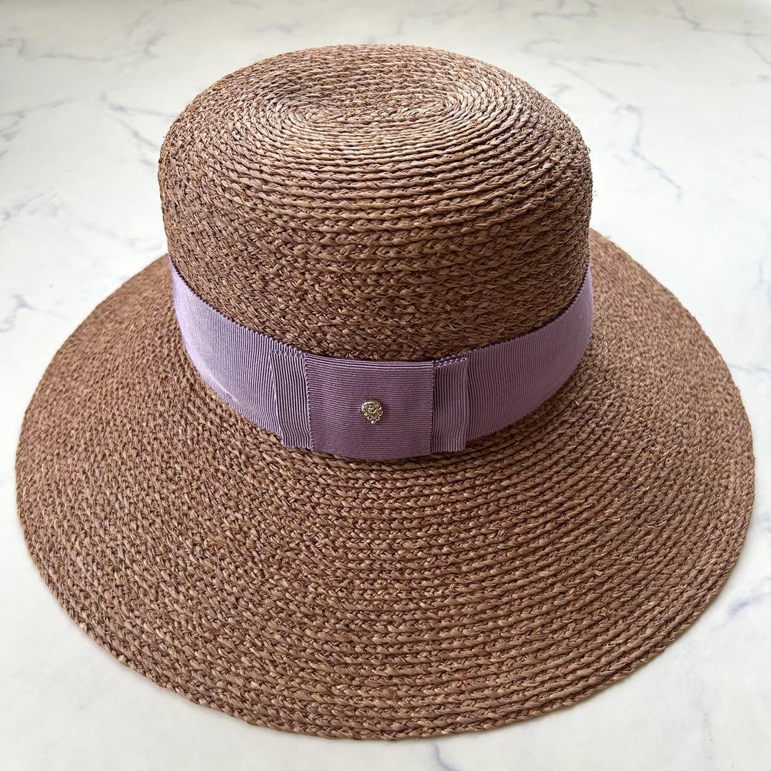 極美品 現行 ヘレンカミンスキー Easton 麦わら帽子 ラフィア リボン