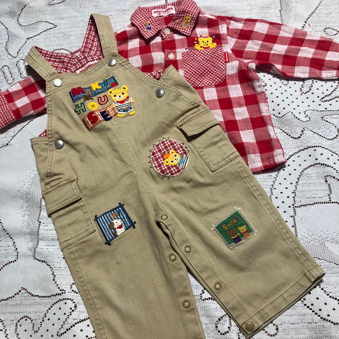 専用☆美品☆ミキハウス 80 cm オーバーオール シャツ付き