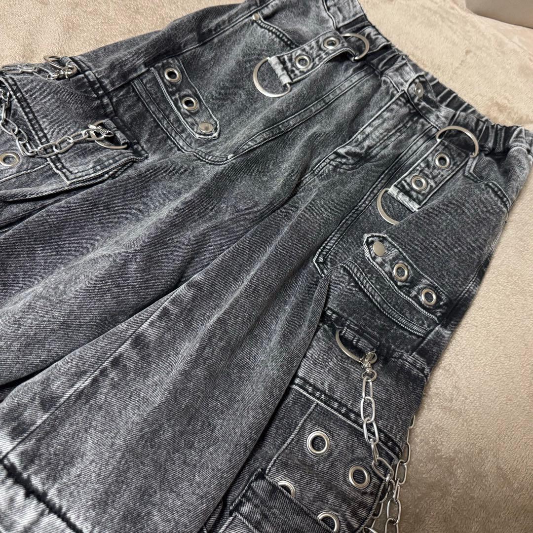 REFLEM レフレム 2WAYボンテージワイド デニム カーゴパンツ グレー