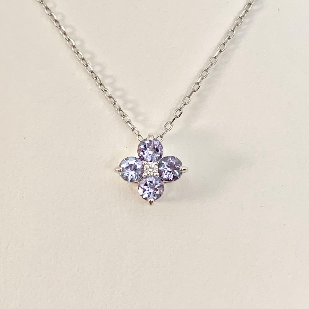 未使用 ツツミ K10WG チェーン付き タンザナイト ネックレス 40cm