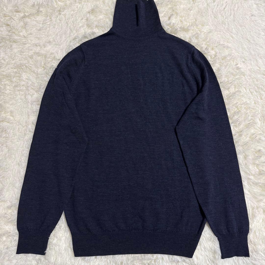 【美品】ジョンスメドレー タートルネック ニット M ネイビー ウール