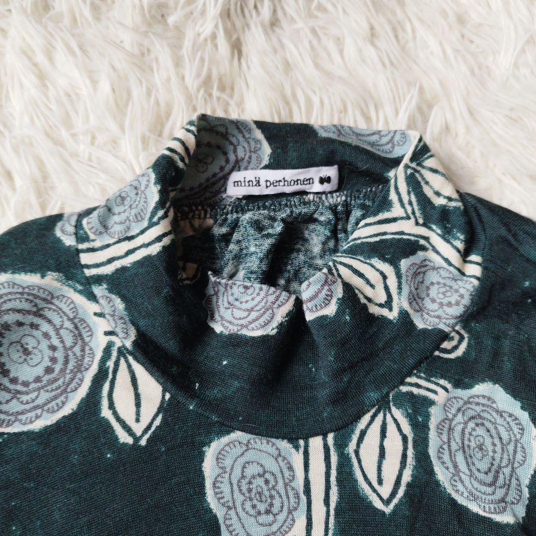 美品✨ミナペルホネン giardino ロングワンピース 総柄 グリーン 38