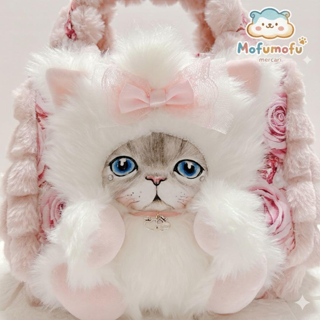 コヤンイサムチョン トートバッグ ♡ もふもふ猫 ピンク薔薇 ハンドメイド ルミ