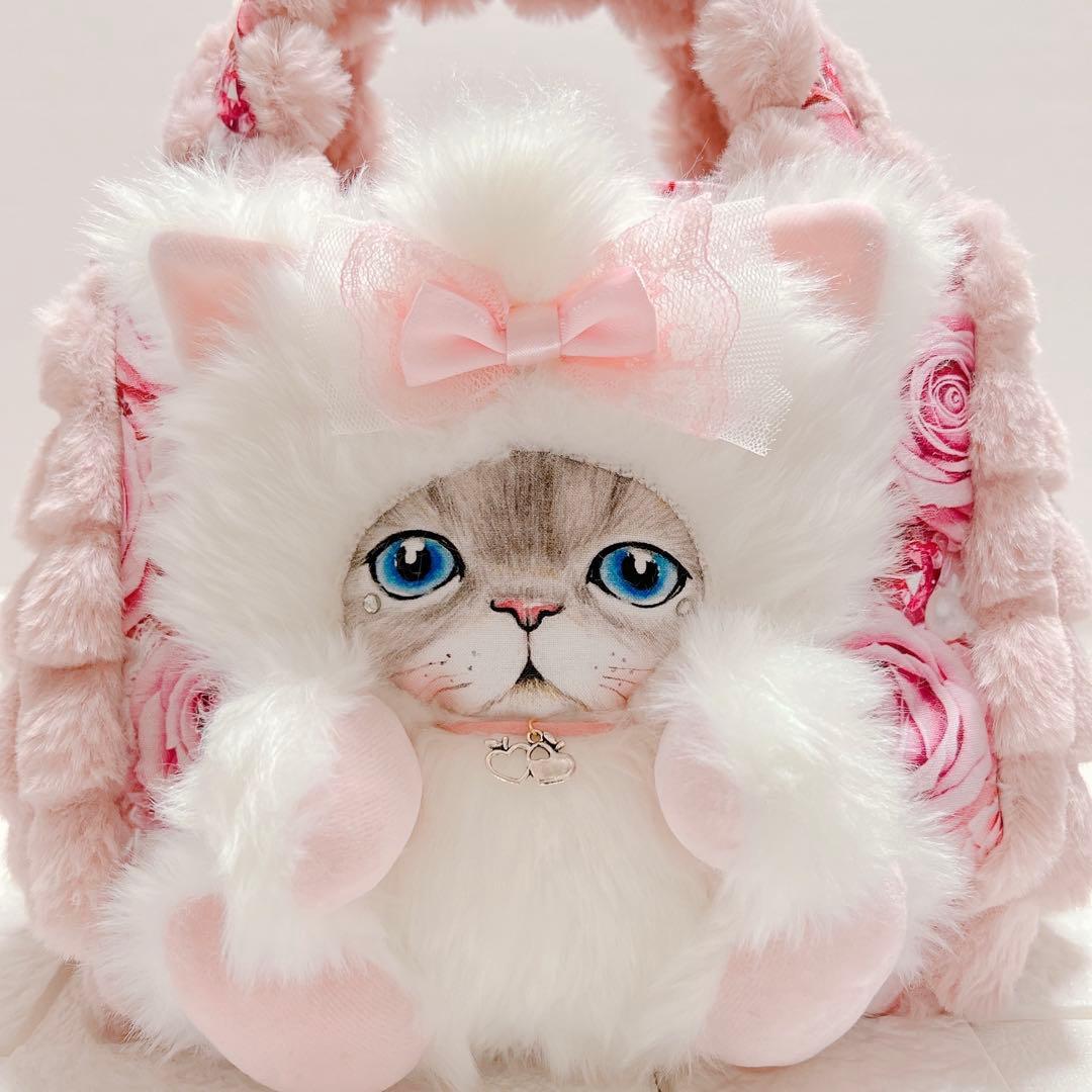 コヤンイサムチョン トートバッグ ♡ もふもふ猫 ピンク薔薇 ハンドメイド ルミ