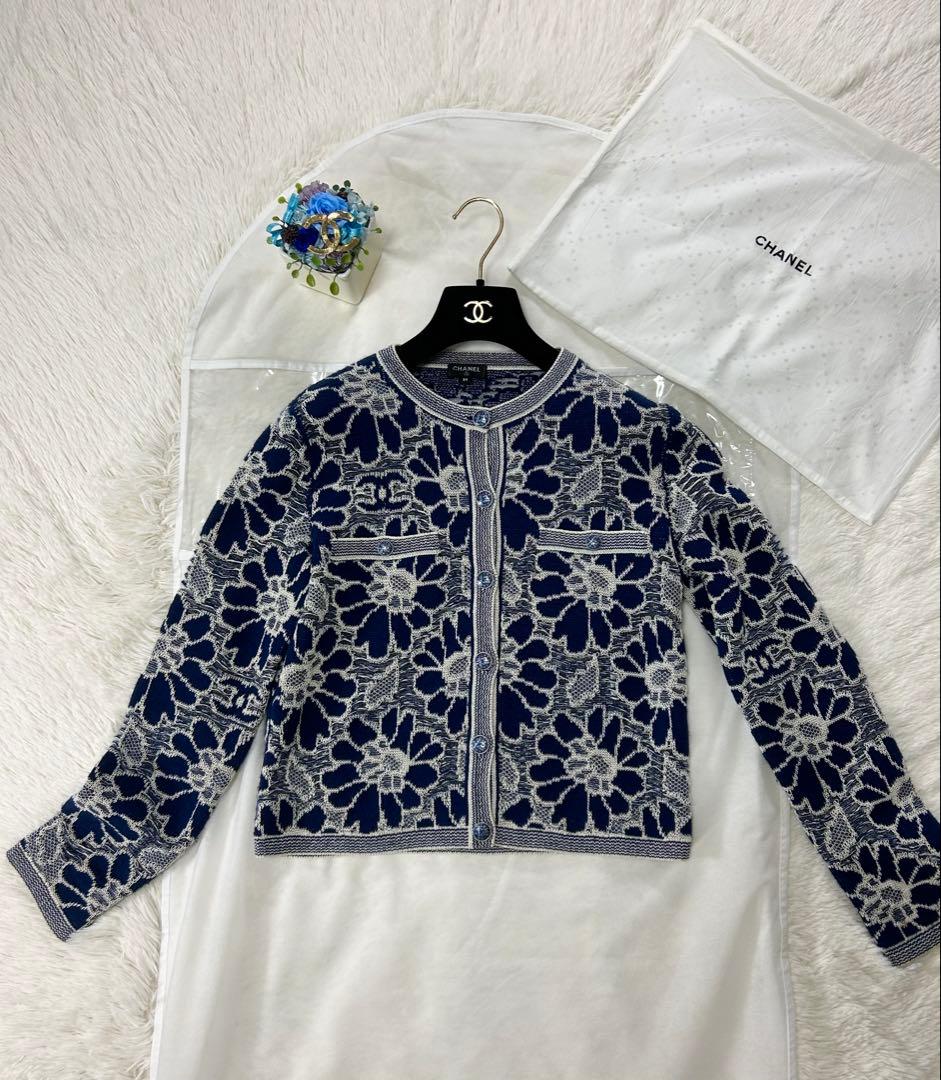 CHANEL カメリアフラワー アンサンブル カーディガン P63