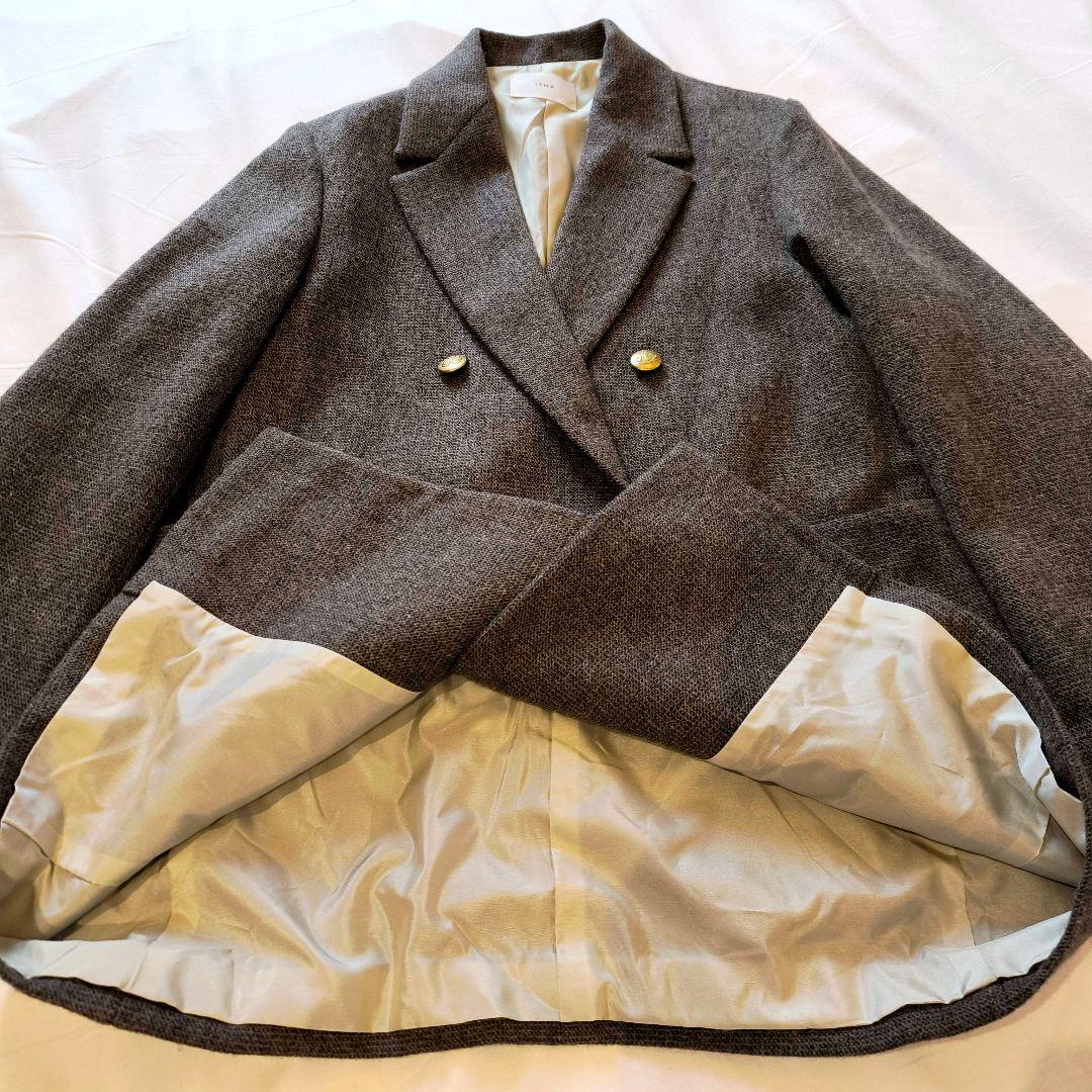 IENA イエナ 杢ツイード W前ジャケット ブラウン 38