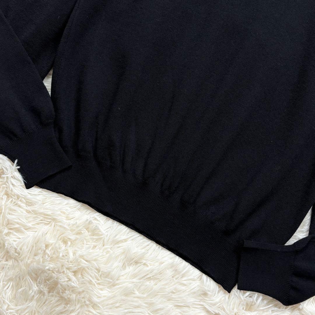 美品 現行 グランサッソ モックネックニット 12ゲージ ウール 46 黒