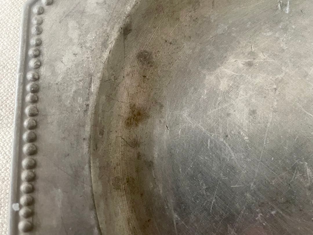 【レア希少】ピューターオクトゴナルプレート エタン フランスアンティーク19世紀