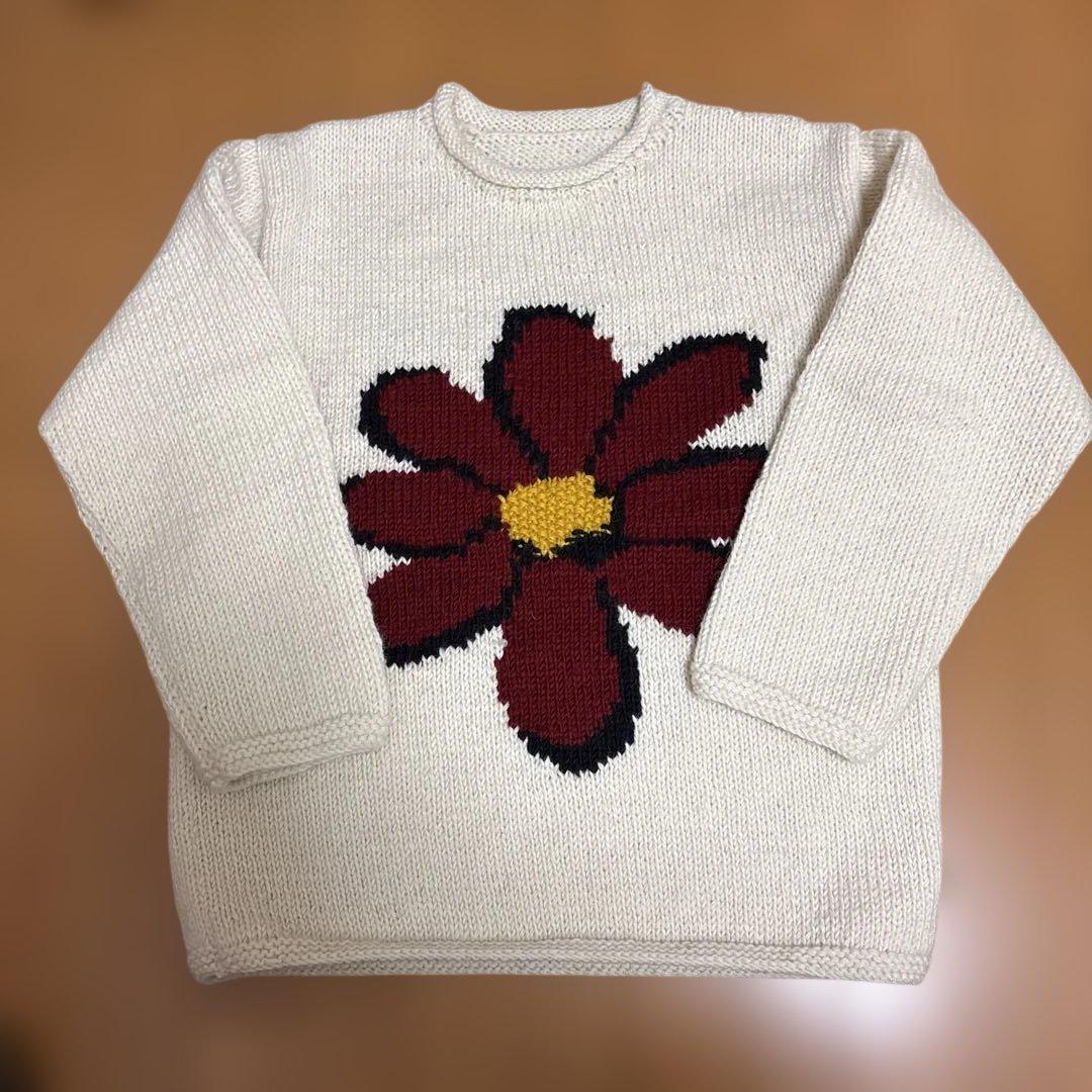 フラワー ウールニットセーター