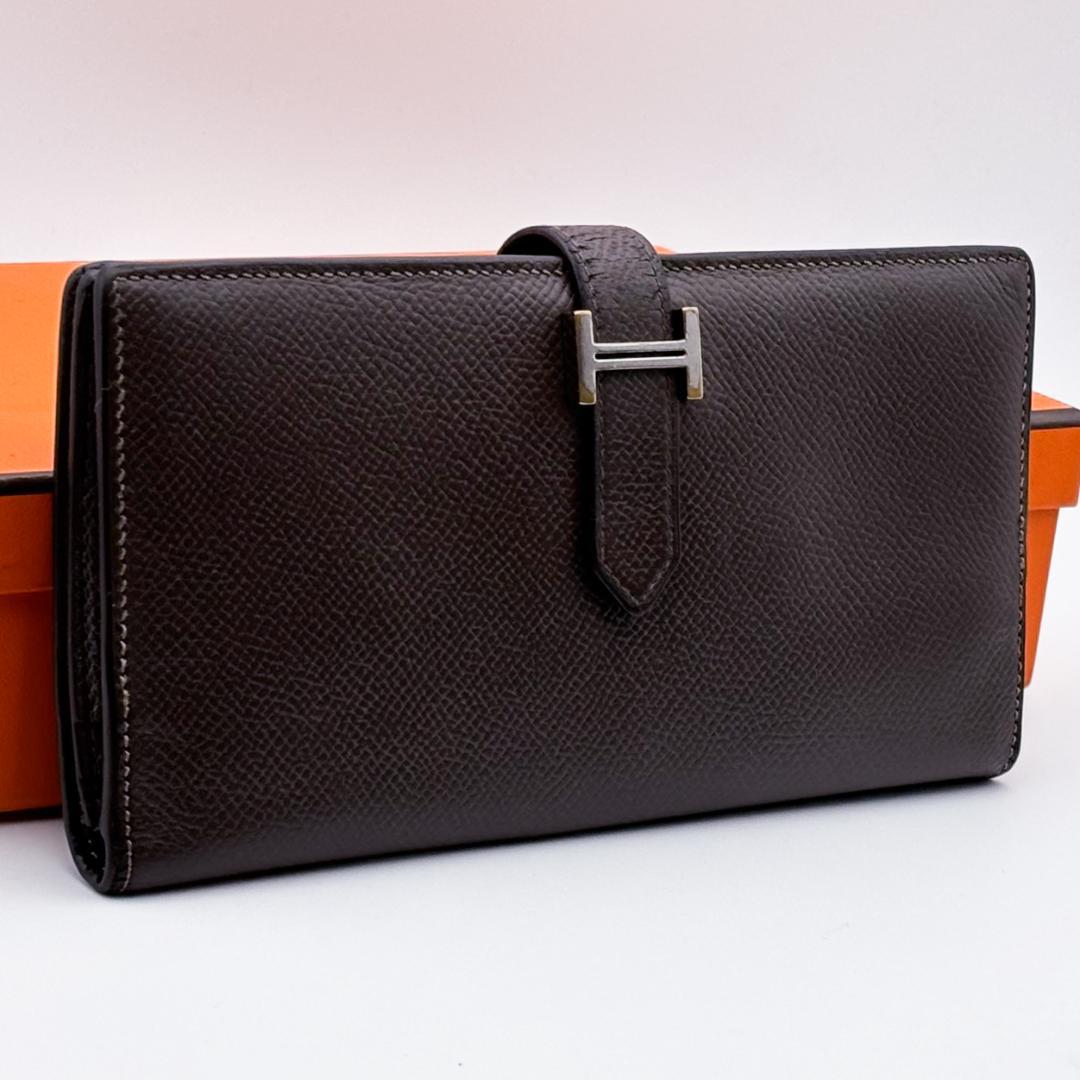 【美品】エルメス ベアンスフレ　長財布　ブラウン