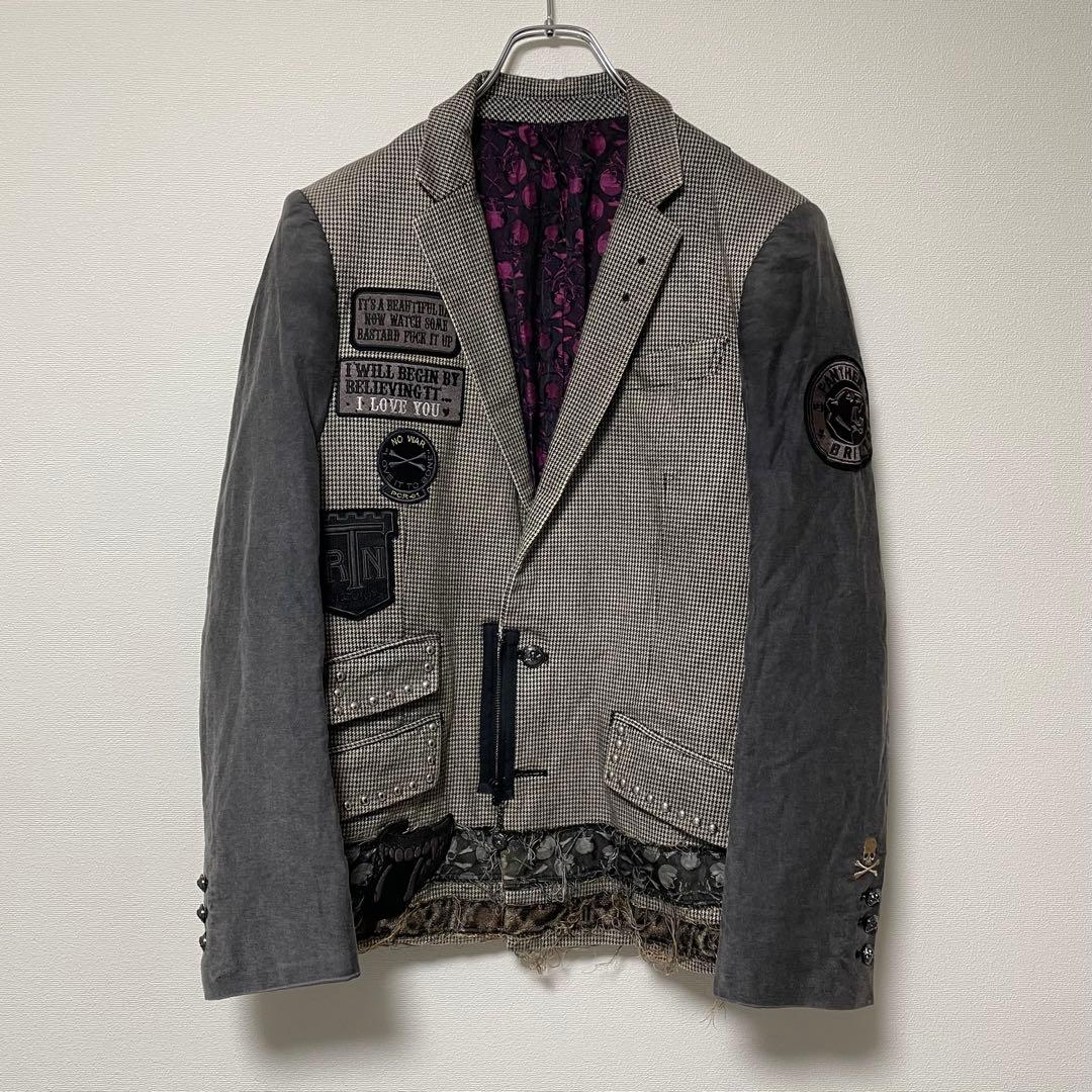 【極希少】ロエン 再構築テーラードジャケット ワッペン ドクロ タグ付き 46