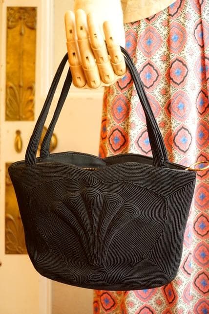 USA 1940's SILK CORD BAG SHELL アンティークバッグ