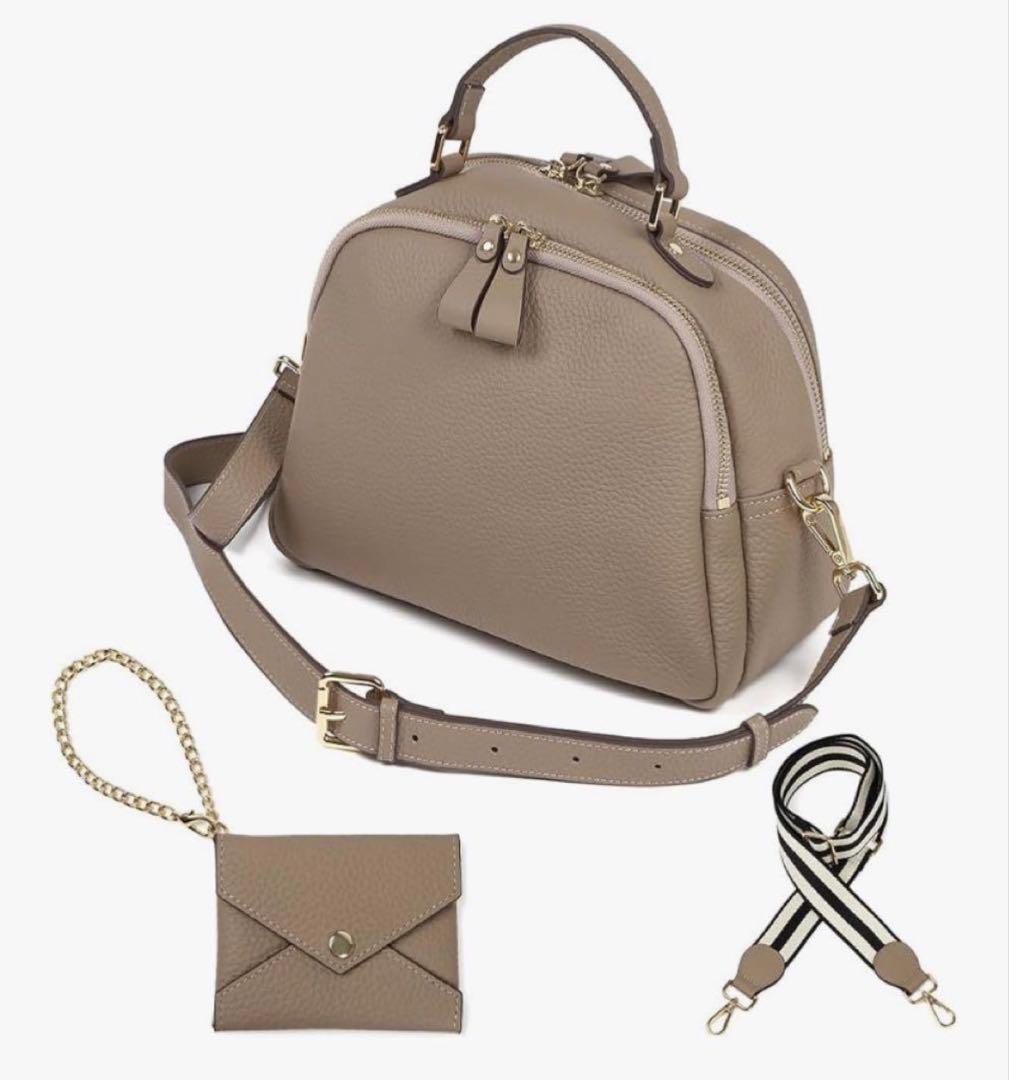 LASIEM（ラシエム） ショルダーバッグ ミニボストンバッグ 本革 グレージュ