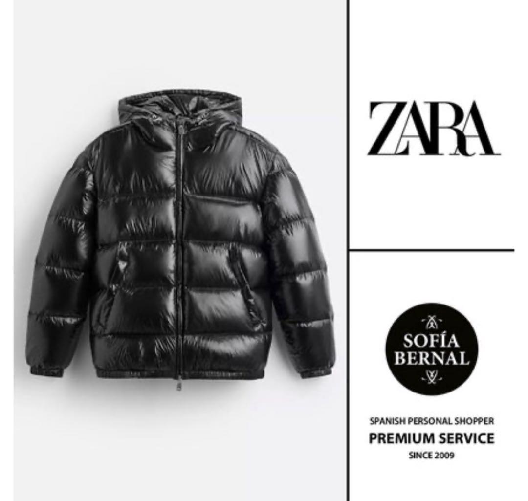 Zara 光沢ダウン テカテカダウン Mブラック　美品　moncler