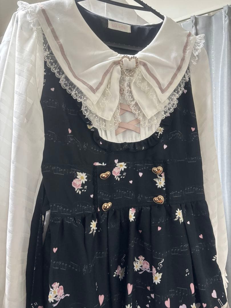 正規品　リズリサ lizlisa ワンピース melodybunny柄　黒