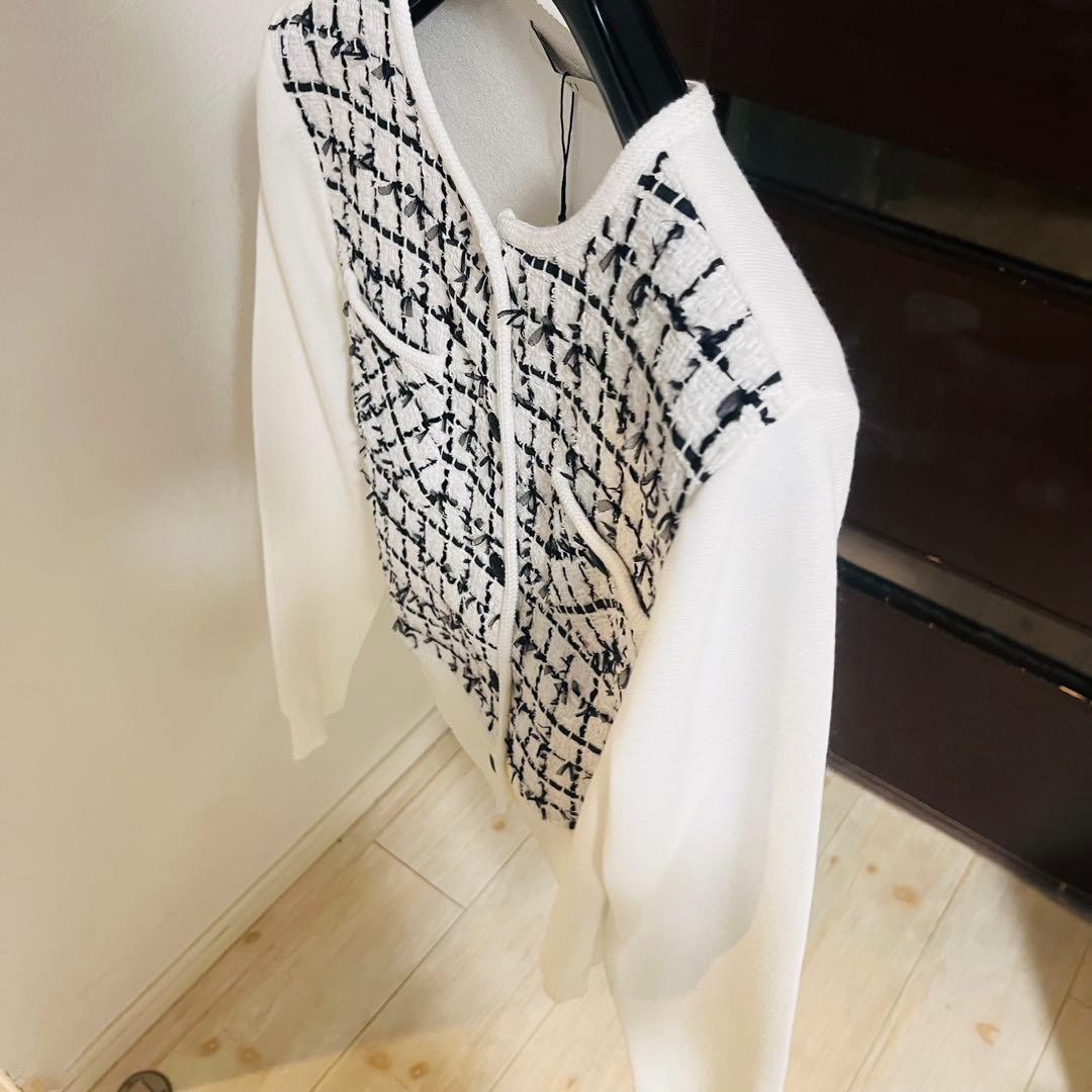 新品☆ANAYI チュールツイードニットコンビ カーディガン/セオリー、23区