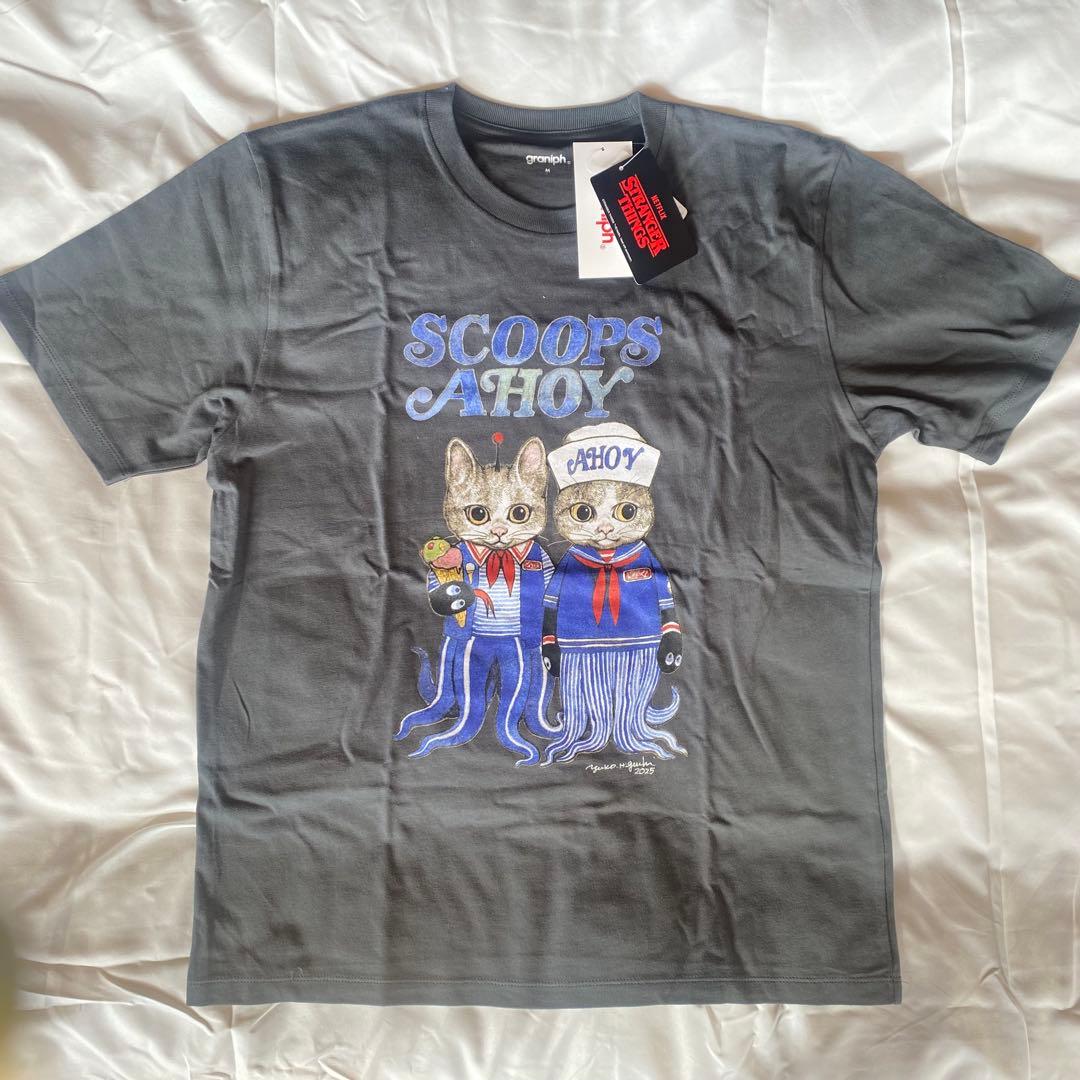 Stranger Things ×ヒグチユウコ　猫デザイン Tシャツ M