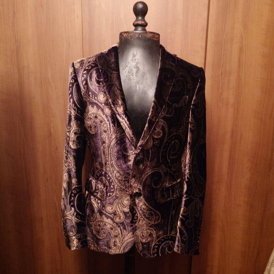 エトロ48.ETRO48.MADE IN ITALY.紫と金ペイズリージャケット