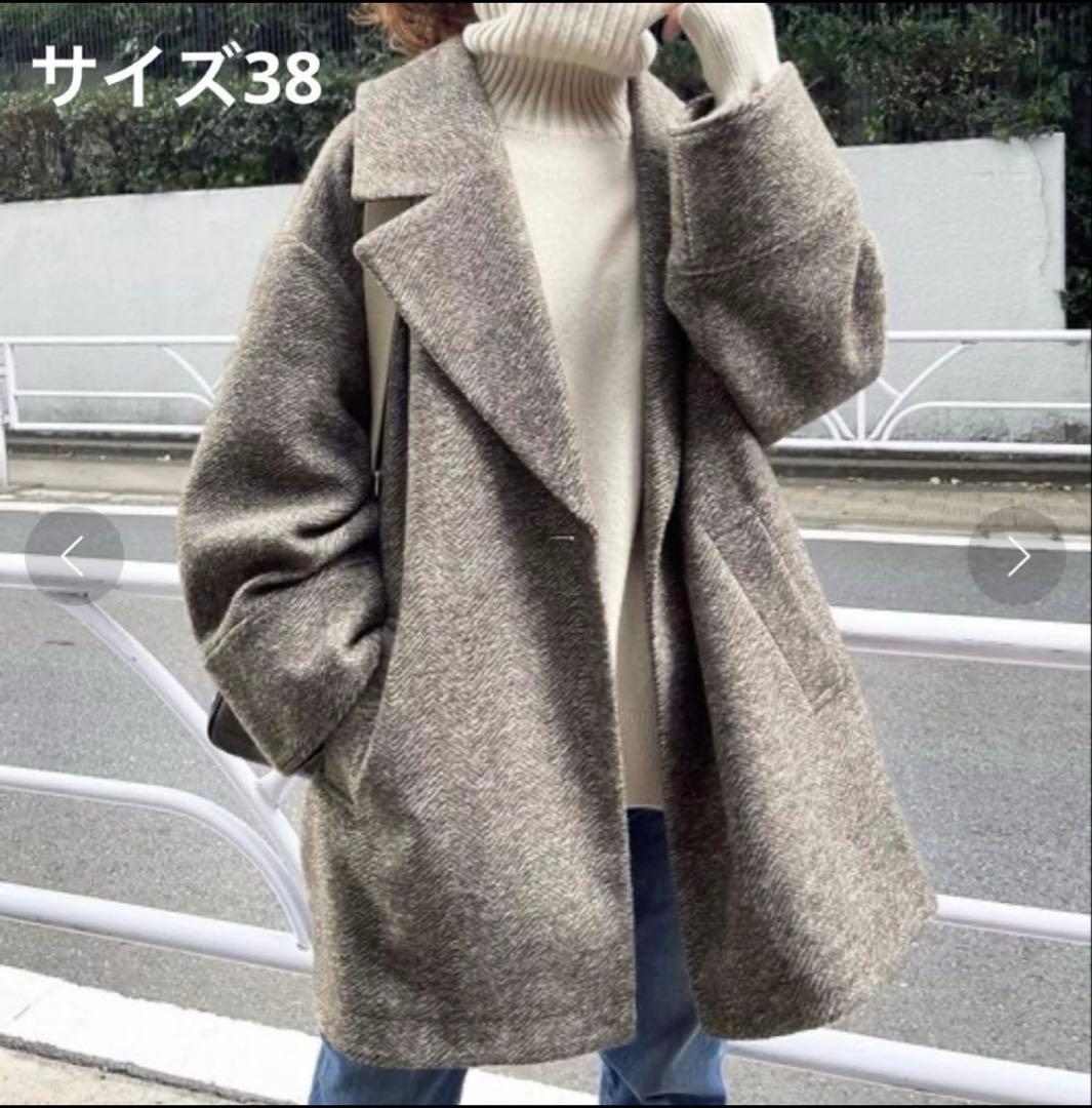 Spick&Span Wスライバー ヘリンボーン ミドルコート