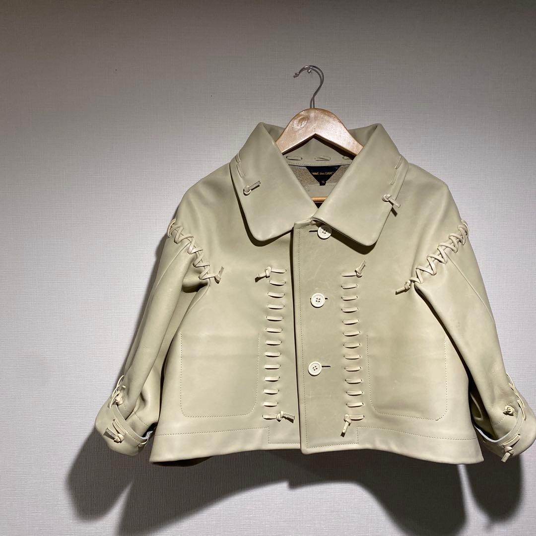 コムデギャルソン 05ss 激レア!! 編み込み ショートレザージャケット