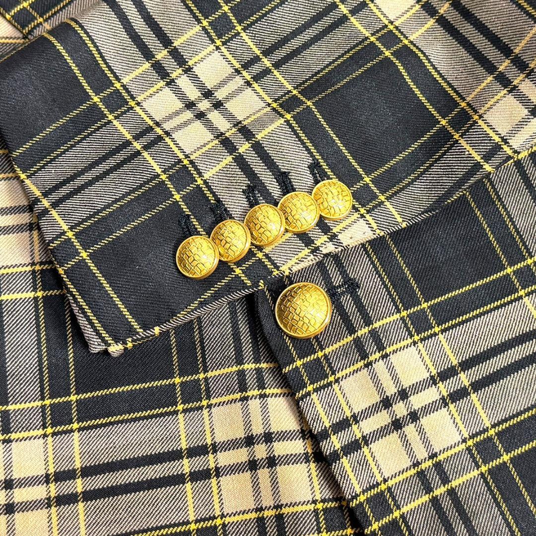 J6222 美品 タリアトーレ pino金ボタンセミツイードジャケット 茶48