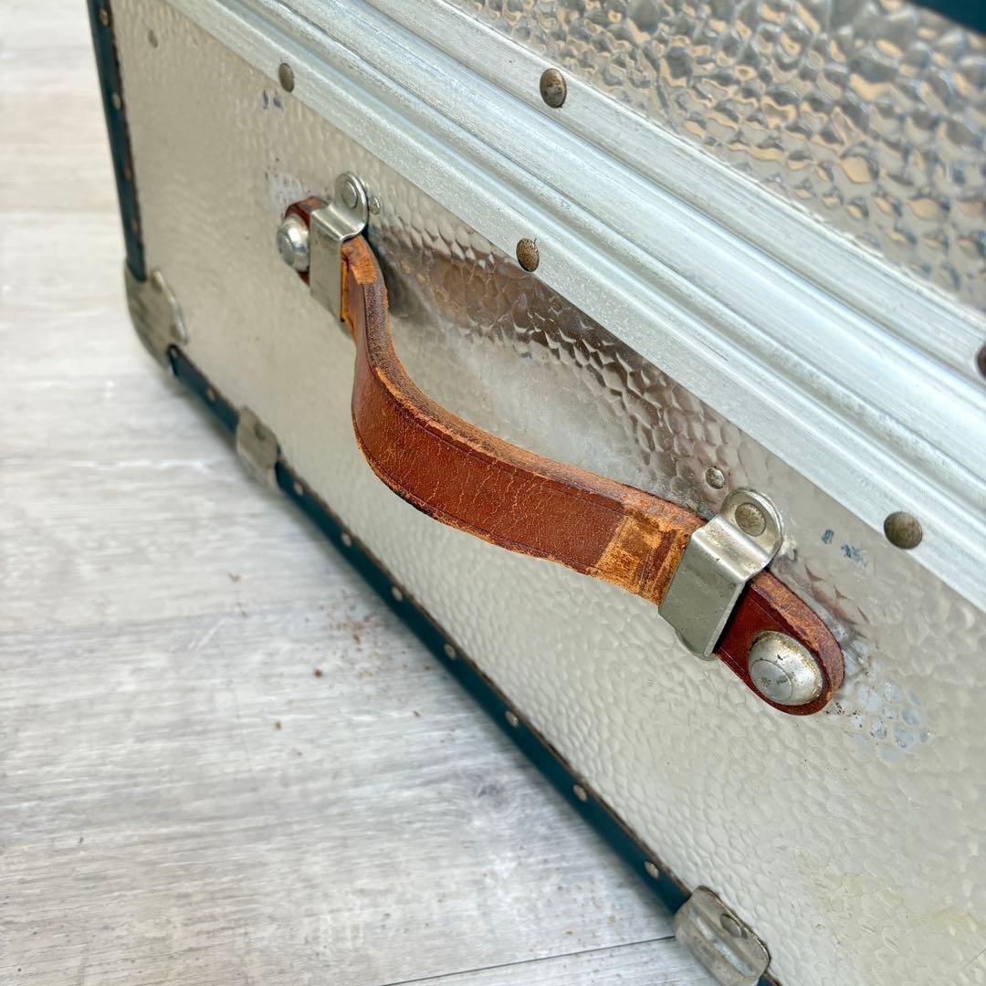 【ヴィンテージ】アルミ大型トランク 船トランク ケース インダストリアル