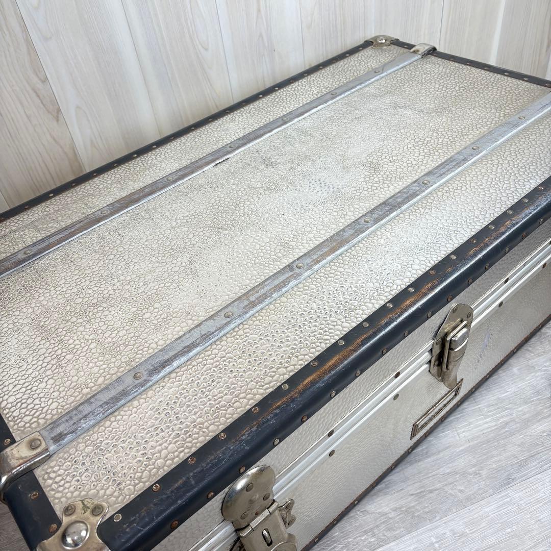 【ヴィンテージ】アルミ大型トランク 船トランク ケース インダストリアル