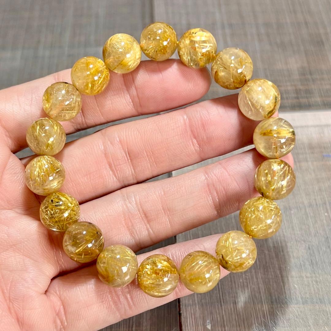 金運強　太陽放射ルチルブレスレット　ヘマタイト　ルチルクォーツ　2-9