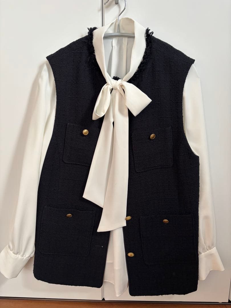 【セット】ツイードジレ　ブラウス　入学式卒業式卒園式グリーンレーベルリラクシング