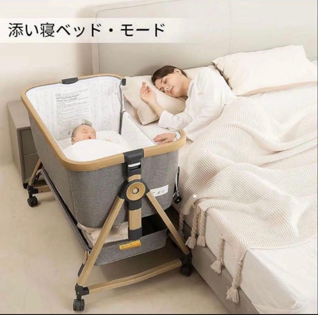新品正規品HZDMJベビーベッド添い寝折りたたみハイローベッドグレー 03C-G