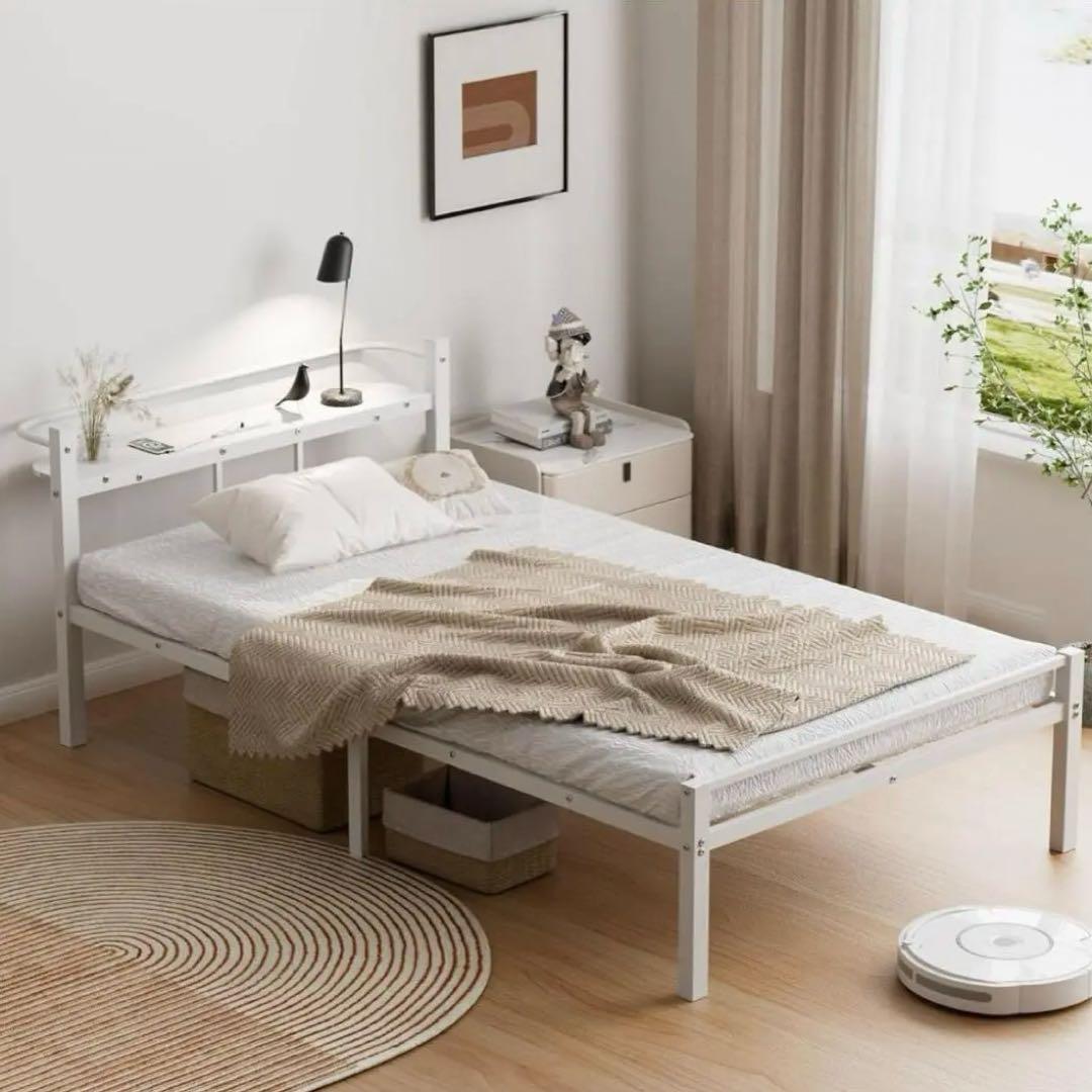 ベッドフレーム❣️シングル ベッド 宮棚 2口コンセント 耐荷重300kg 頑丈