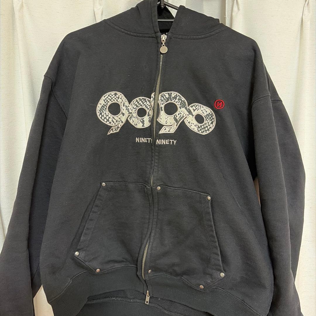 9090フード付きパーカー ブラック