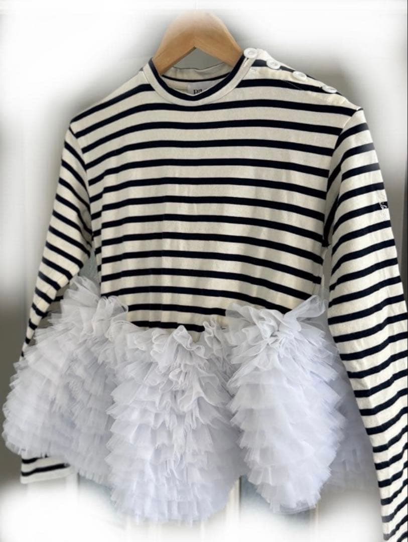 Bibiy. ビビィストライプチュール フリル　トップス