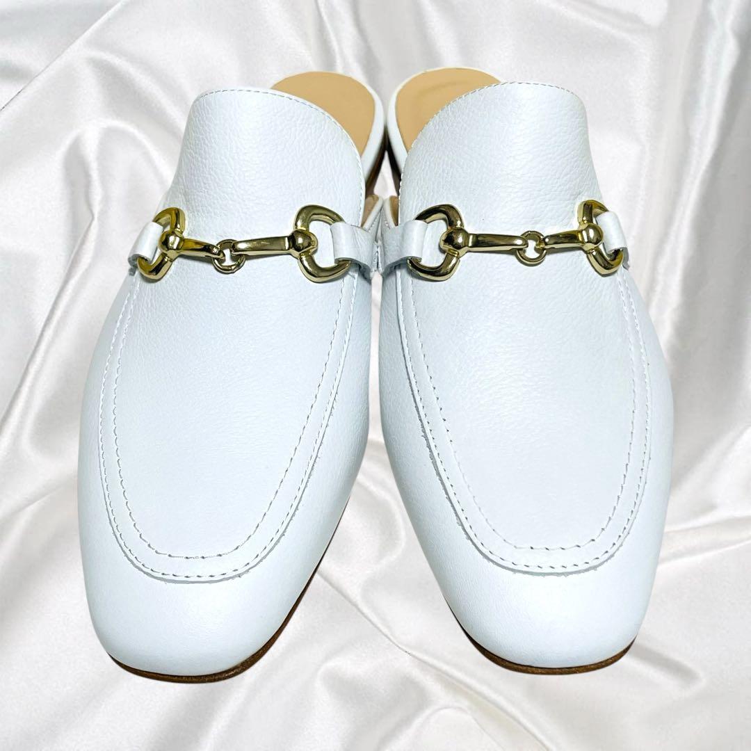 【FABIO RUSCONI】美品ビット ゴールド金具 シープレザー ミュール