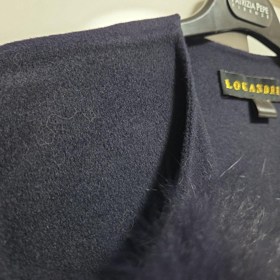 新品　LOUANDRA ネイビー ファー付きベスト　フォックスファー　ジレ