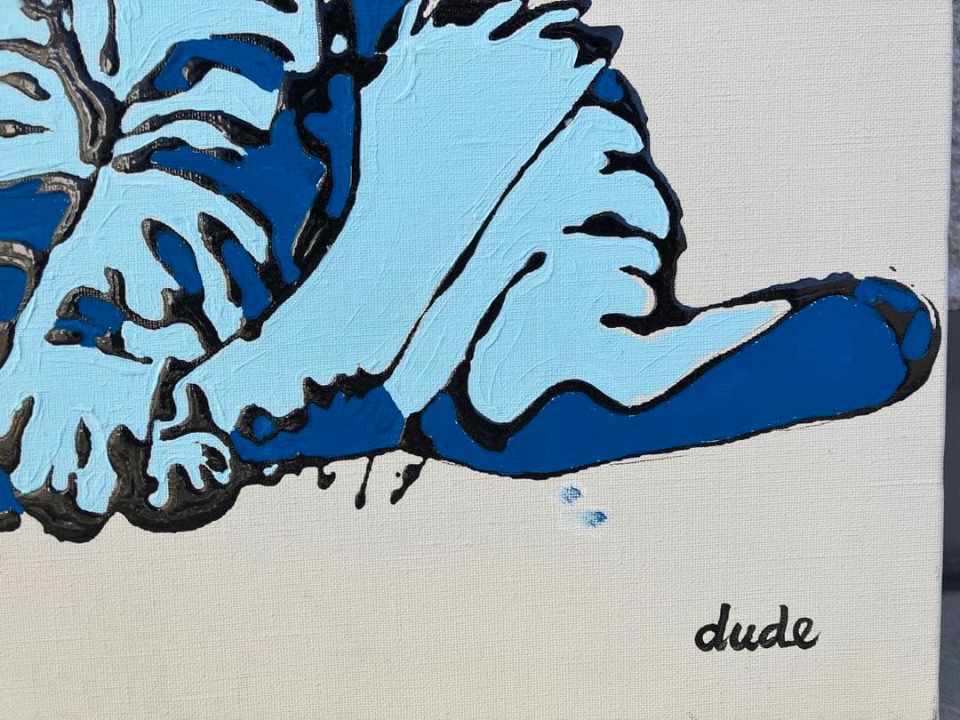 肉筆絵画　スコティッシュフォルド　ブルー