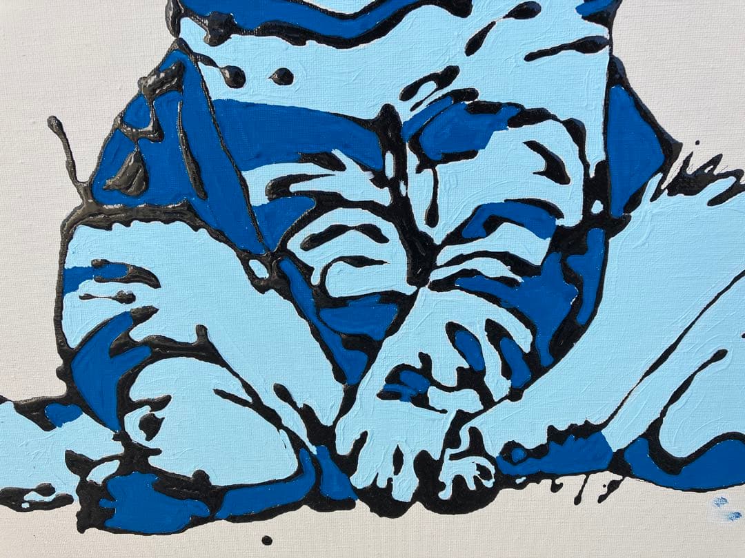 肉筆絵画　スコティッシュフォルド　ブルー