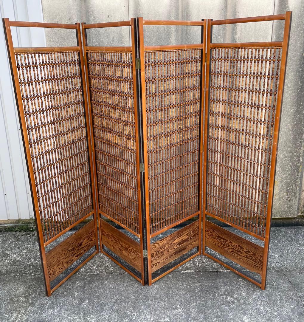 ビンテージ/古道具/当時物/木製/和風/衝立/パーテーション/4連/間仕切り