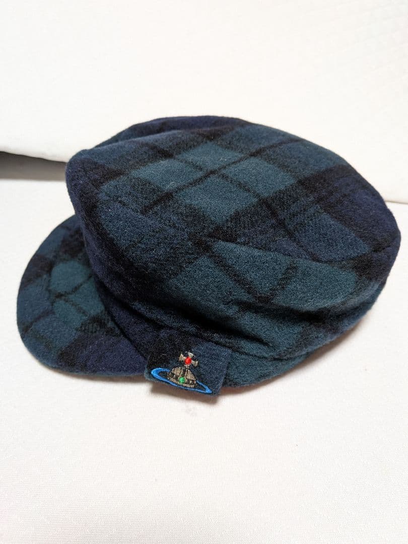 新品ヴィヴィアンウエストウッド　ハンチング　キャスケット　チェック　カラーオーブ