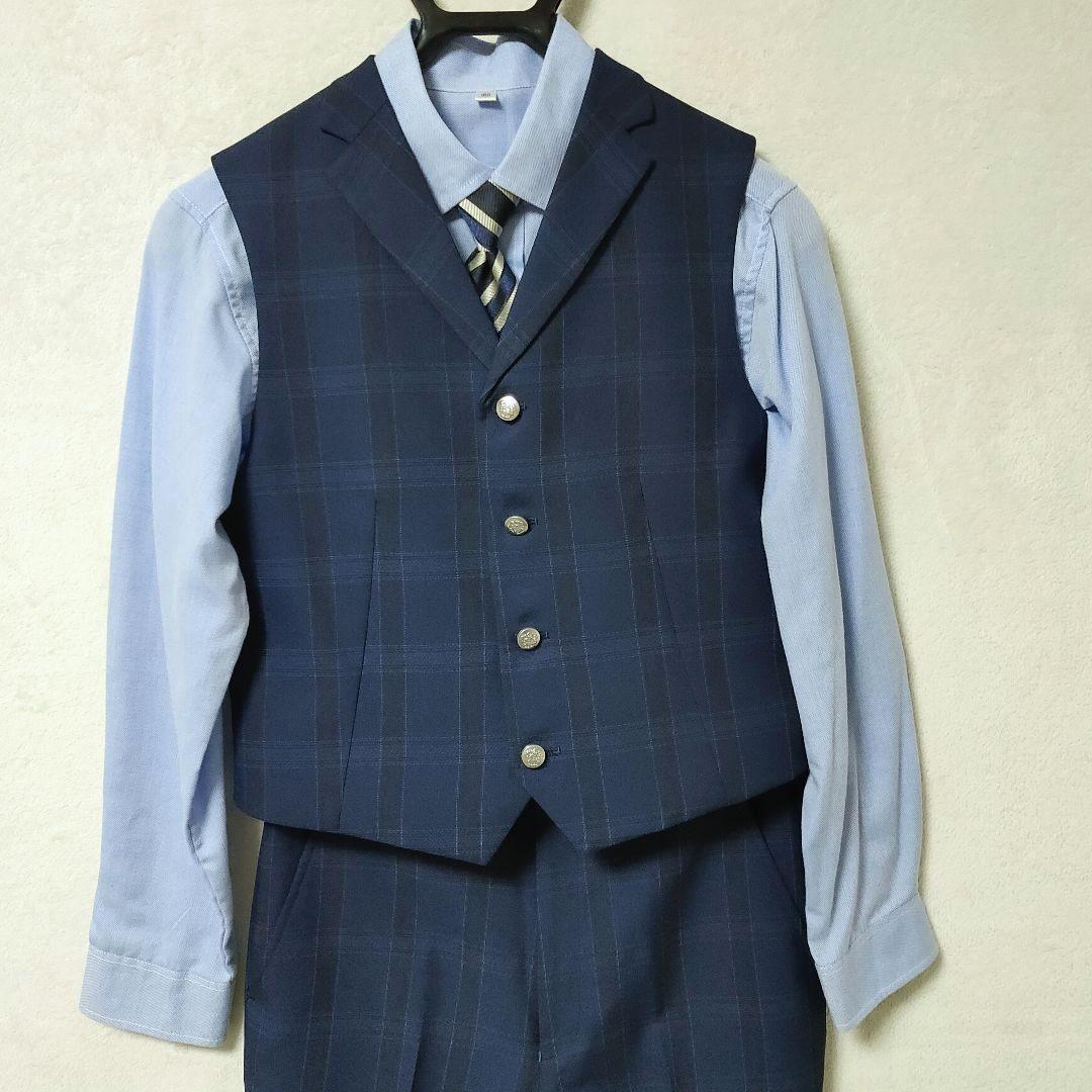 ワンダーファクトリー 男の子 フォーマルスーツ 8点 160 ネイビーチェック