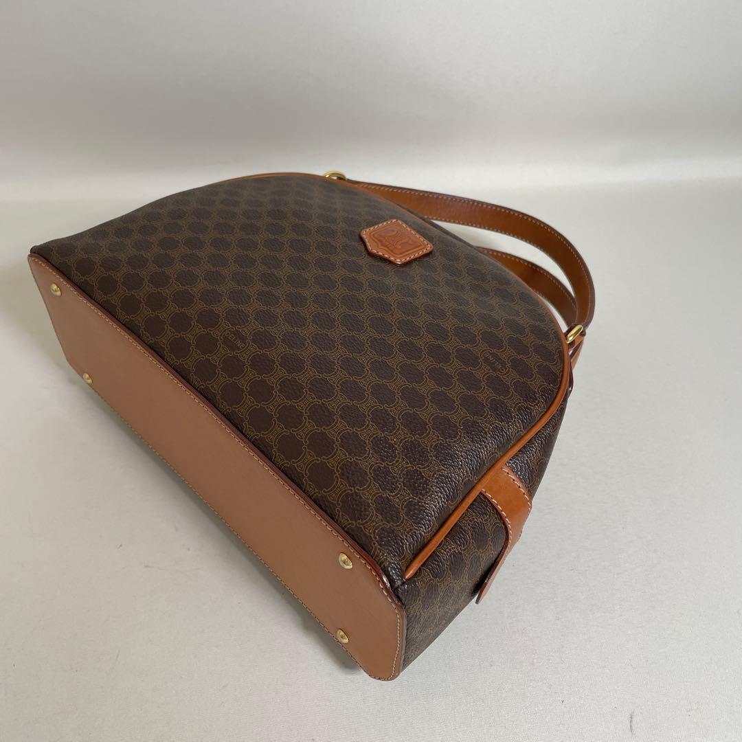 2602-41｜美品｜セリーヌ ハンドバッグ ブラウン マカダム柄 トリオンフ