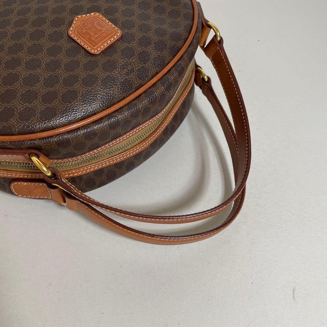 2602-41｜美品｜セリーヌ ハンドバッグ ブラウン マカダム柄 トリオンフ