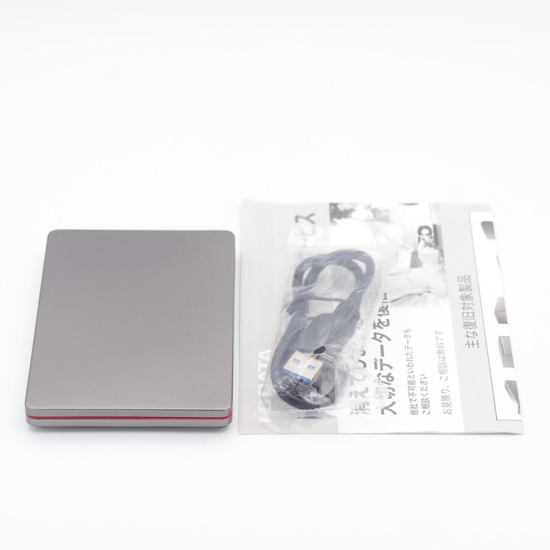 IOデータ 2TB 外付けHDD 小型薄型 USBケーブル付 スペースグレーx赤