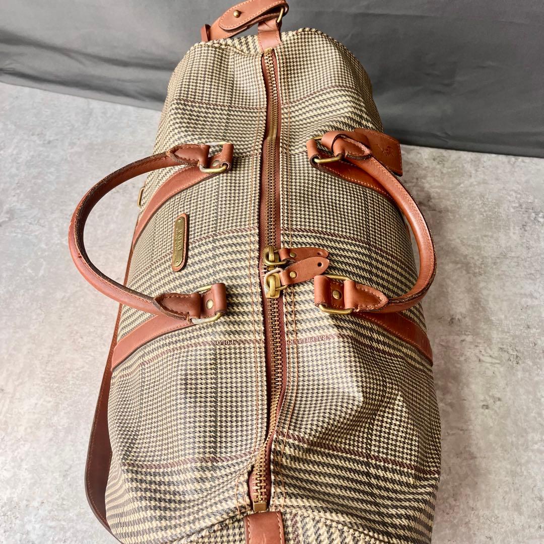 大容量 ポロ ラルフローレン 2way ボストンバッグ 千鳥格子 総柄