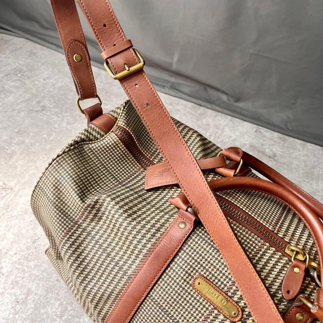 大容量 ポロ ラルフローレン 2way ボストンバッグ 千鳥格子 総柄